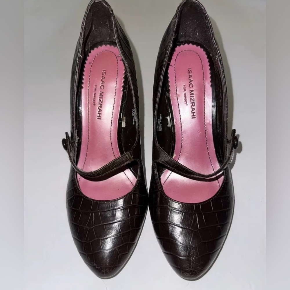 Isaac Mizrahi Vintage Black Croc-Embossed Heels